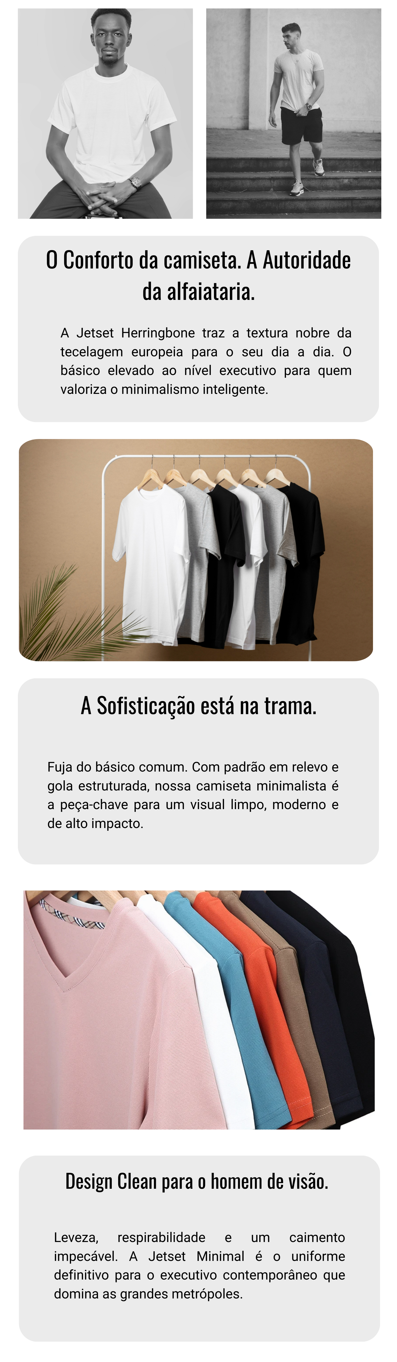 Camiseta Executiva Jetset Minimal — Edição Herringbone Premium